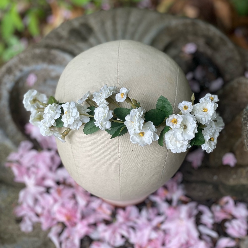 White Wild Rose Bridal Headband
